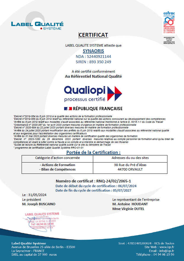 Certification Qualiopi, bilan de compétences